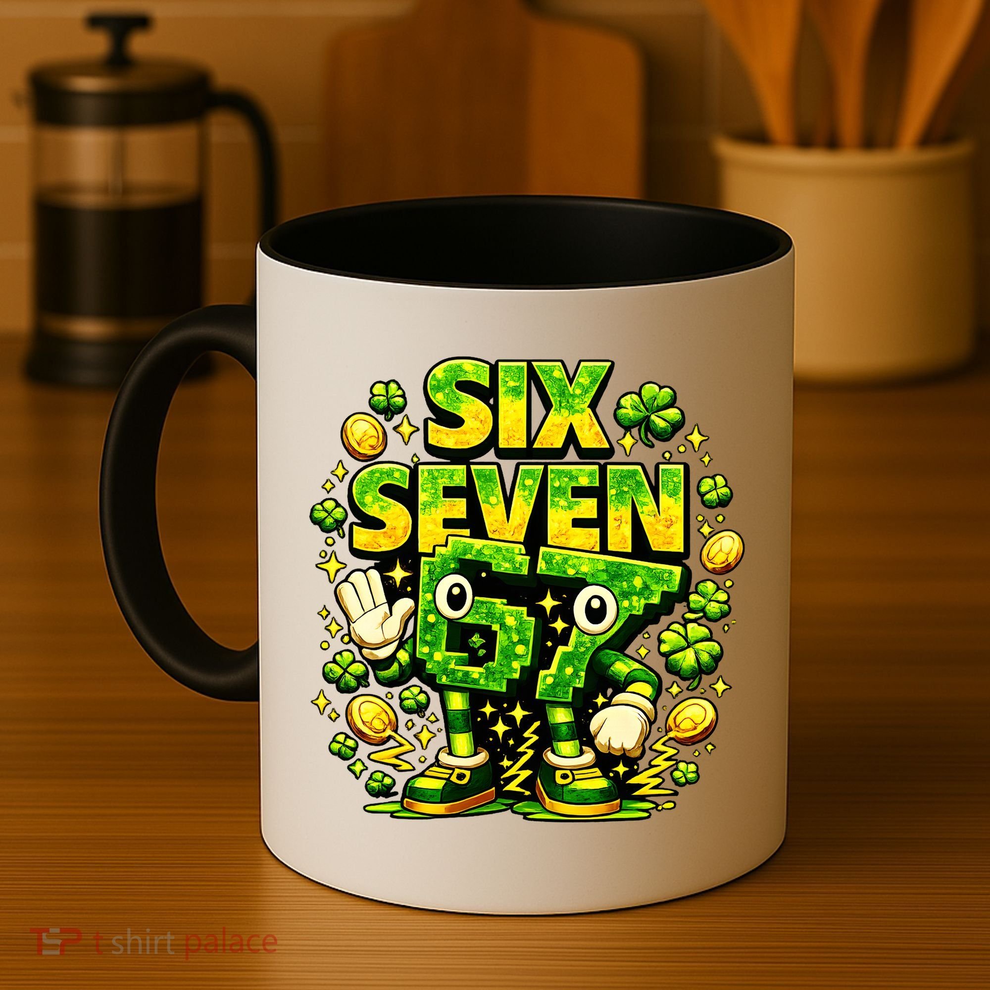 Six Seven Meme 67 St Patricks Day Lucky 6-7 Shamrock Coffee Mug