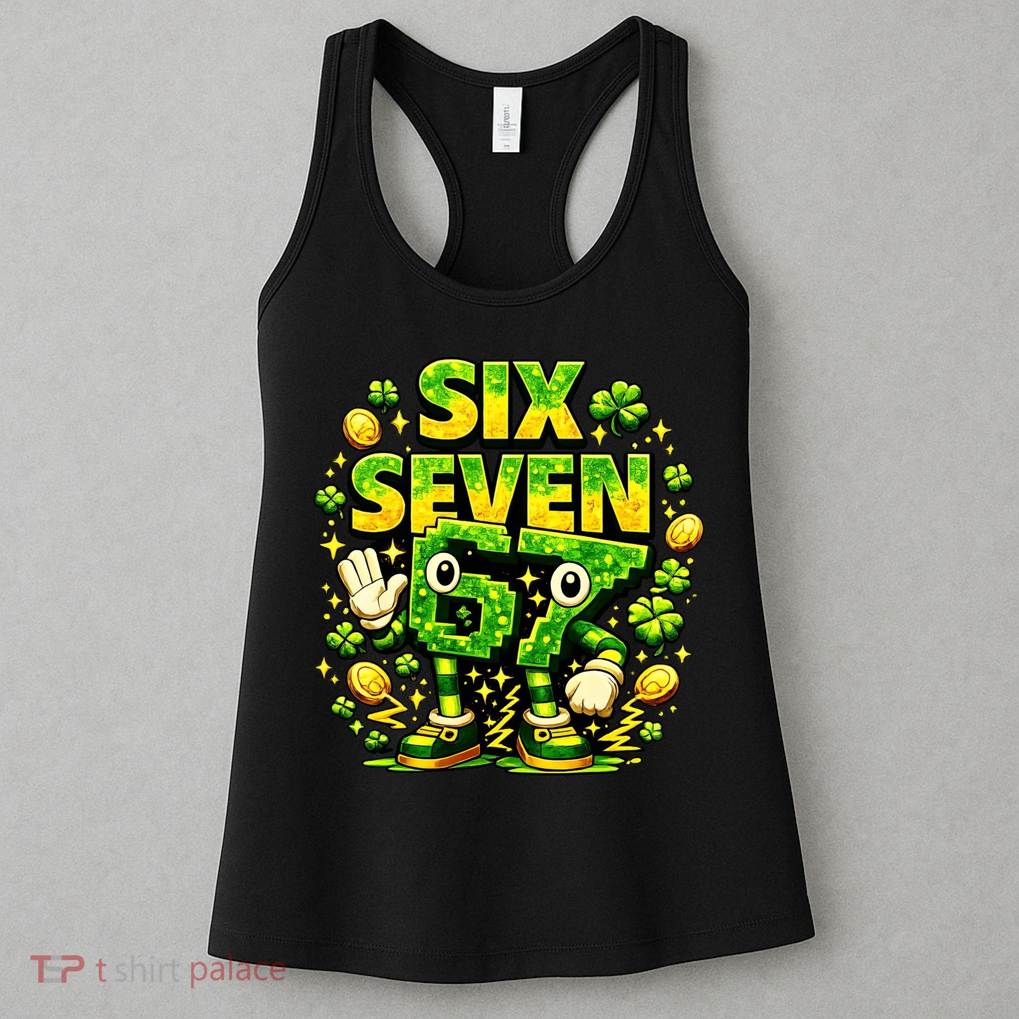 Six Seven Meme 67 St Patricks Day Lucky 6-7 Shamrock Women's Tank Top