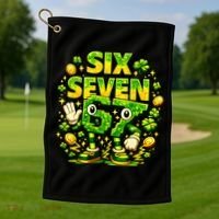 Six Seven Meme 67 St Patricks Day Lucky 6-7 Shamrock Golf Towel thumb 1