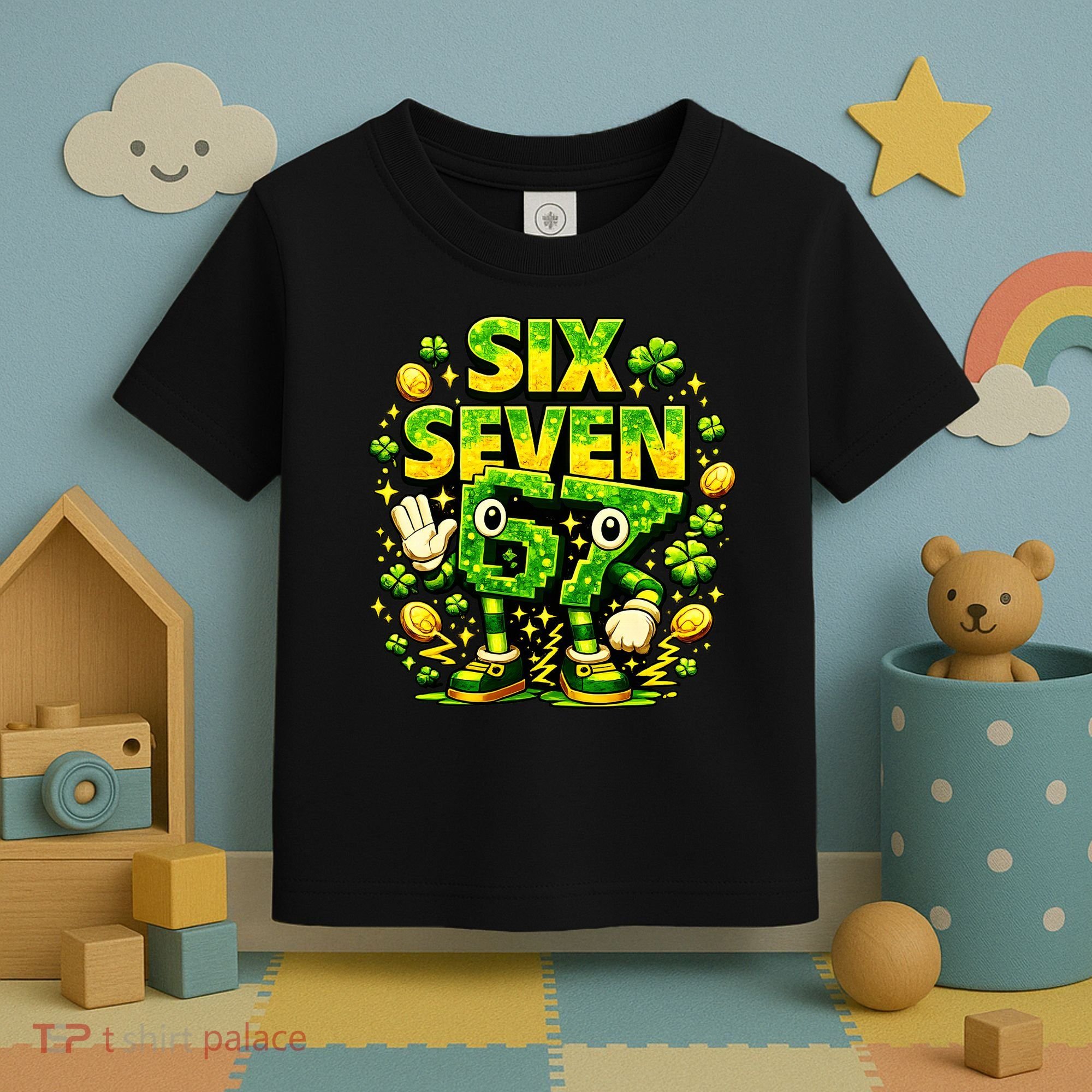 Six Seven Meme 67 St Patricks Day Lucky 6-7 Shamrock Toddler T-Shirt