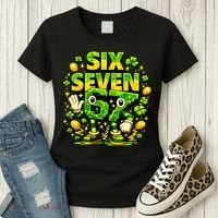 Six Seven Meme 67 St Patricks Day Lucky 6-7 Shamrock Women's T-Shirt thumb 3