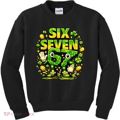 Six Seven Meme 67 St Patricks Day Lucky 6-7 Shamrock Kids Sweatshirt