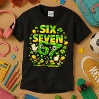 Six Seven Meme 67 St Patricks Day Lucky 6-7 Shamrock Kids T-Shirt thumb 3