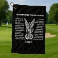 Saint St Michael Prayer Cute Gift Catholic Archangel Christian Golf Towel thumb 1