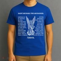 Saint St Michael Prayer Cute Gift Catholic Archangel Christian T-Shirt thumb 3