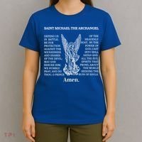 Saint St Michael Prayer Cute Gift Catholic Archangel Christian T-Shirt thumb 4