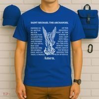 Saint St Michael Prayer Cute Gift Catholic Archangel Christian T-Shirt thumb 6