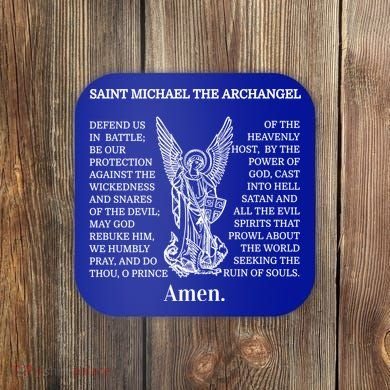Saint St Michael Prayer Cute Gift Catholic Archangel Christian Coaster