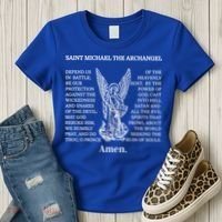 Saint St Michael Prayer Cute Gift Catholic Archangel Christian Women's T-Shirt thumb 3