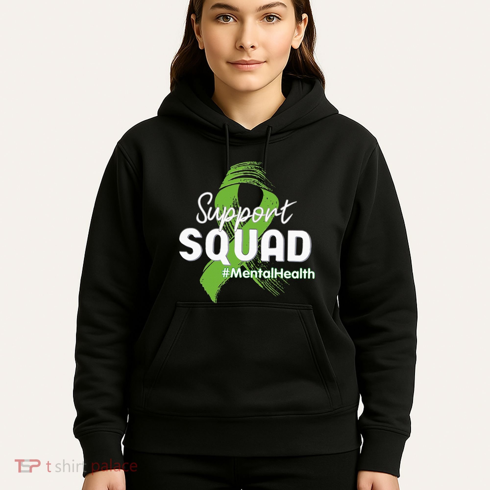 Support Squad Mental Health Awareness Lime Green Ribbon Hoodie