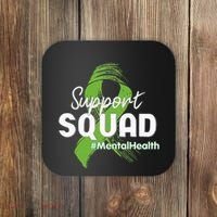 Support Squad Mental Health Awareness Lime Green Ribbon Coaster thumb 0