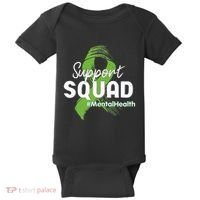 Support Squad Mental Health Awareness Lime Green Ribbon Baby Bodysuit thumb 0