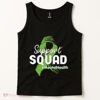 Support Squad Mental Health Awareness Lime Green Ribbon Tank Top thumb 2