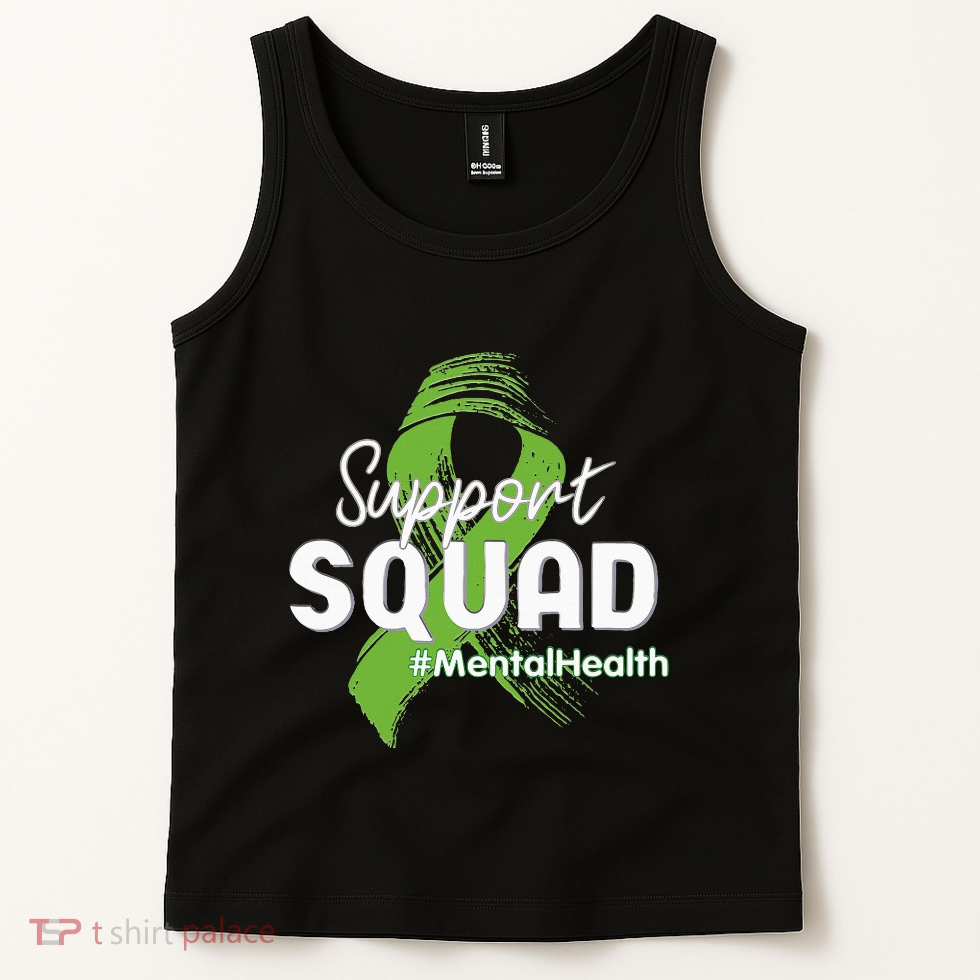 Support Squad Mental Health Awareness Lime Green Ribbon Tank Top