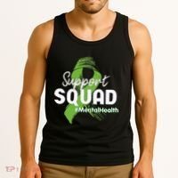 Support Squad Mental Health Awareness Lime Green Ribbon Tank Top thumb 3