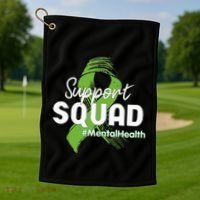 Support Squad Mental Health Awareness Lime Green Ribbon Golf Towel thumb 1