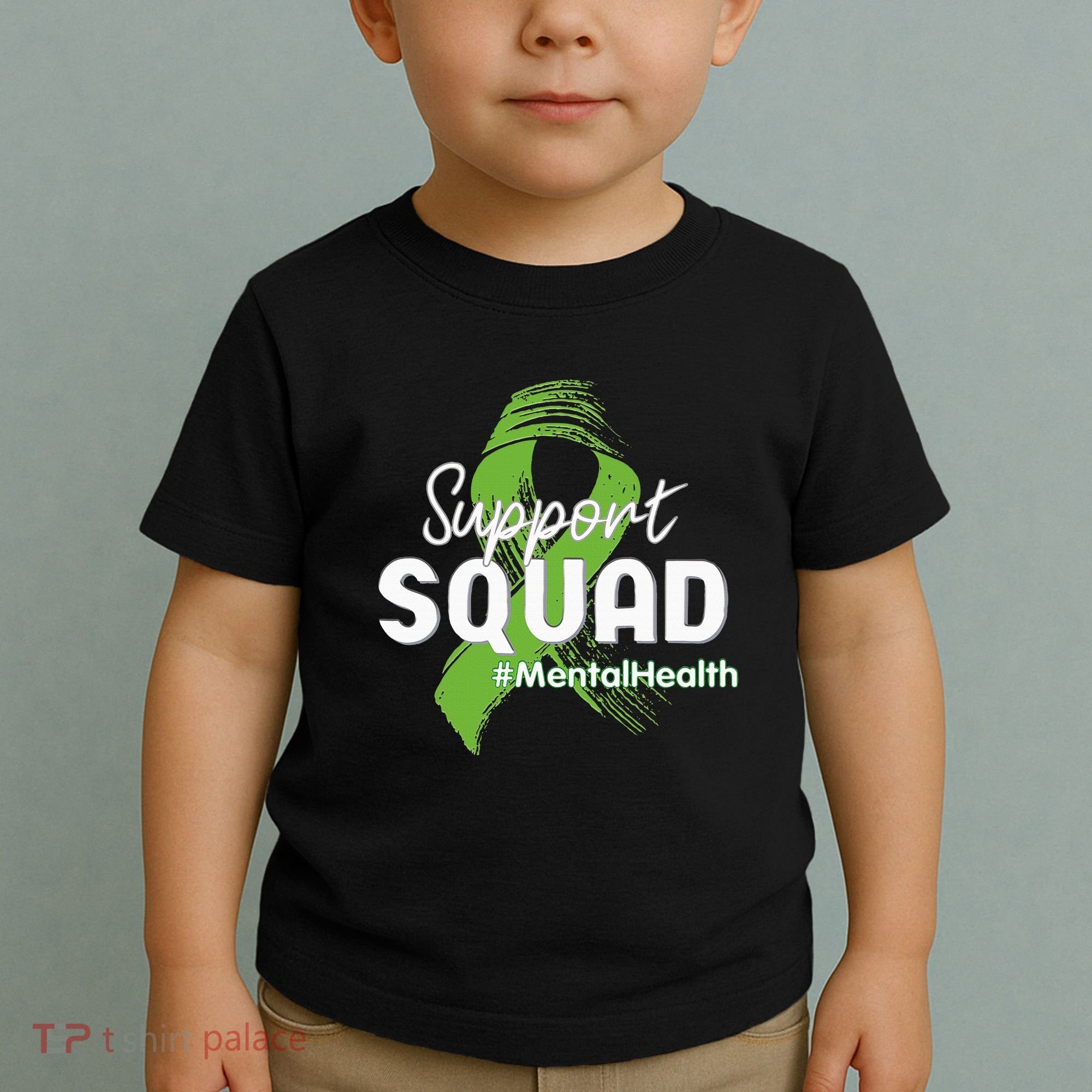 Support Squad Mental Health Awareness Lime Green Ribbon Toddler T-Shirt
