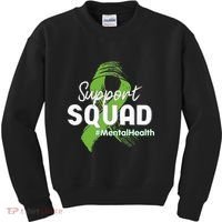 Support Squad Mental Health Awareness Lime Green Ribbon Kids Sweatshirt thumb 0