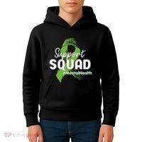 Support Squad Mental Health Awareness Lime Green Ribbon Kids Hoodie thumb 4