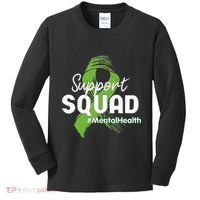 Support Squad Mental Health Awareness Lime Green Ribbon Kids Long Sleeve Shirt thumb 0