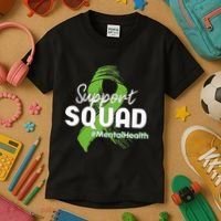 Support Squad Mental Health Awareness Lime Green Ribbon Kids T-Shirt thumb 3