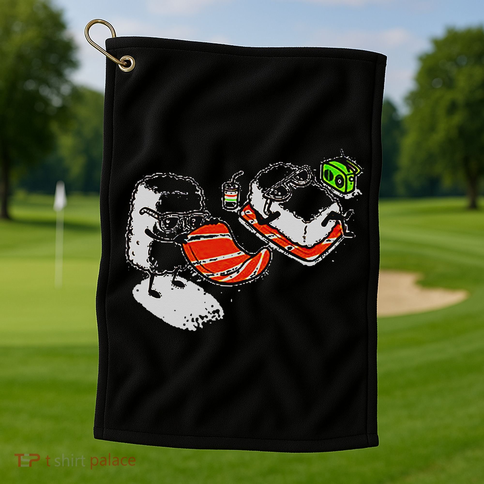 Summer Sushi Maki Nigiri Beach Sun Food Japanese Funny Gift Gift Golf Towel