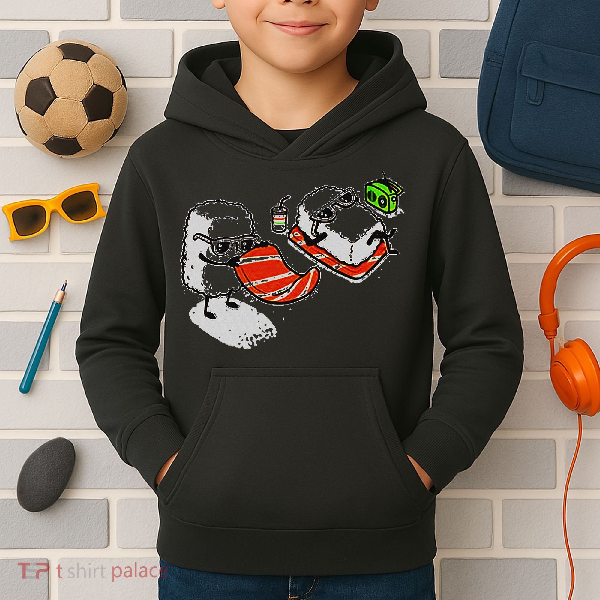 Summer Sushi Maki Nigiri Beach Sun Food Japanese Funny Gift Gift Kids Hoodie