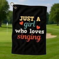 Singing Singer Music Musical Girl Retro Gift Golf Towel thumb 1