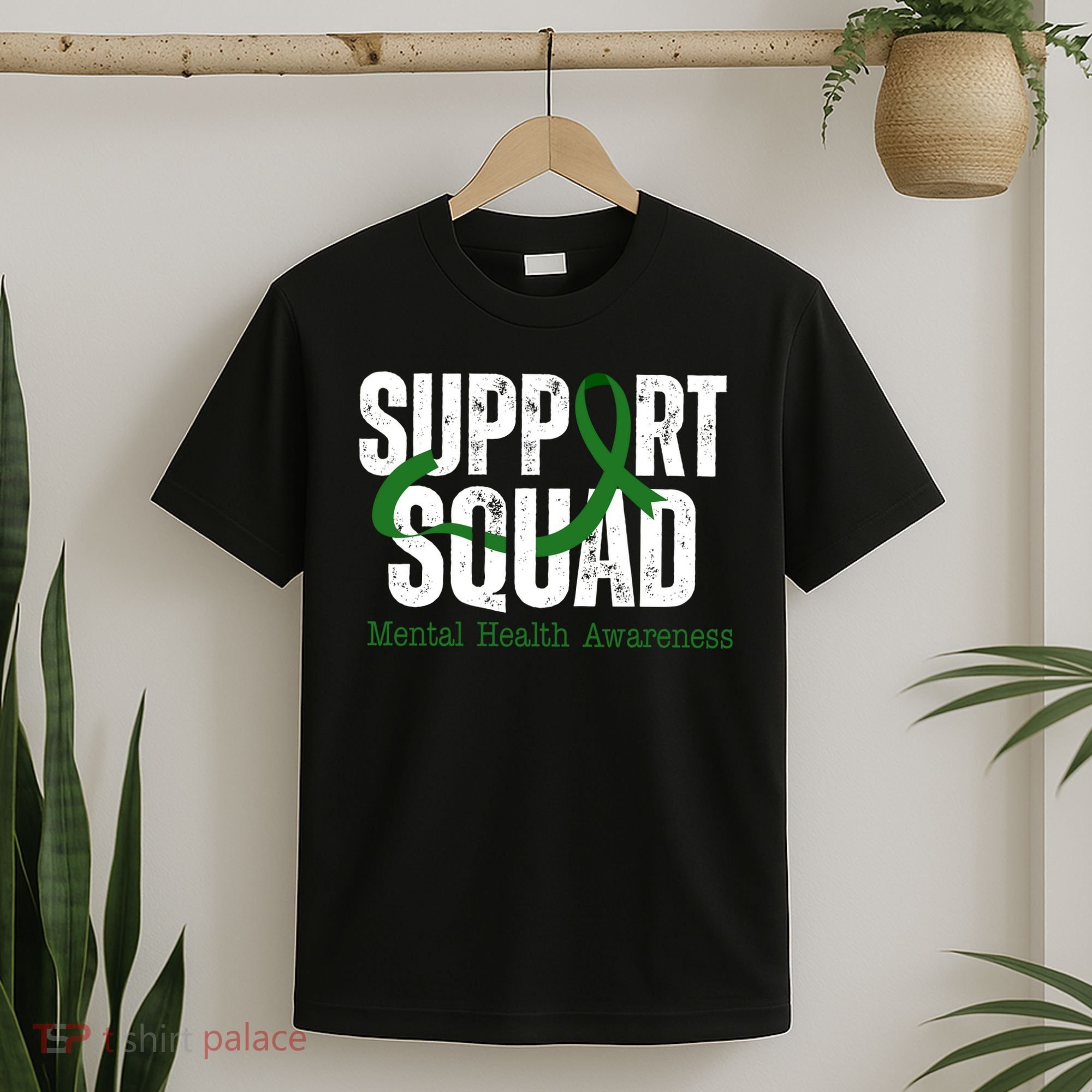 Support Squad Mental Health Awareness Green Ribbon T-Shirt