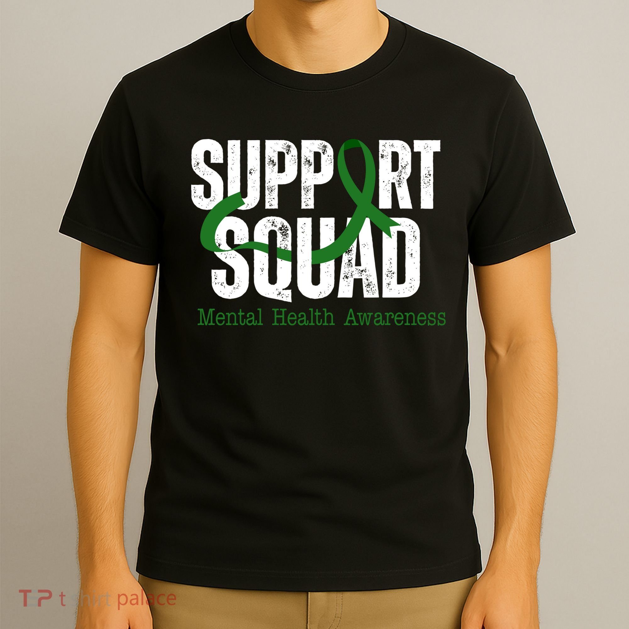 Support Squad Mental Health Awareness Green Ribbon T-Shirt