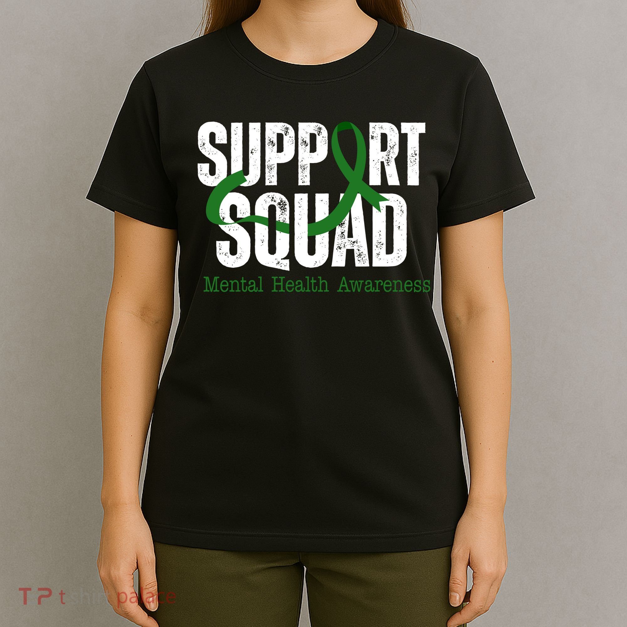 Support Squad Mental Health Awareness Green Ribbon T-Shirt