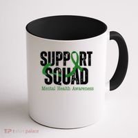Support Squad Mental Health Awareness Green Ribbon Coffee Mug thumb 1