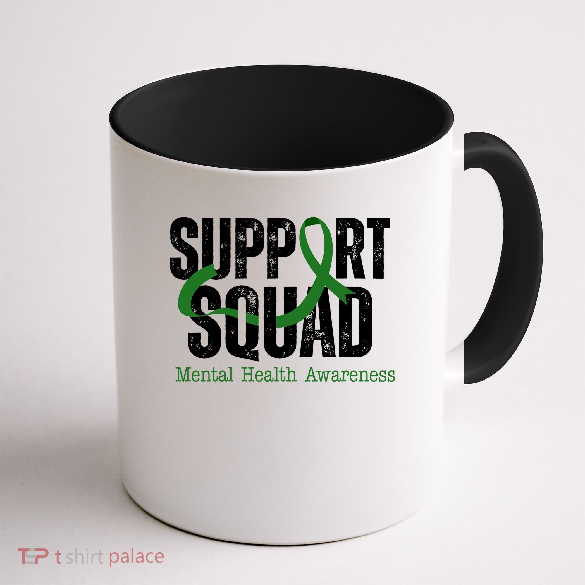 Support Squad Mental Health Awareness Green Ribbon Coffee Mug