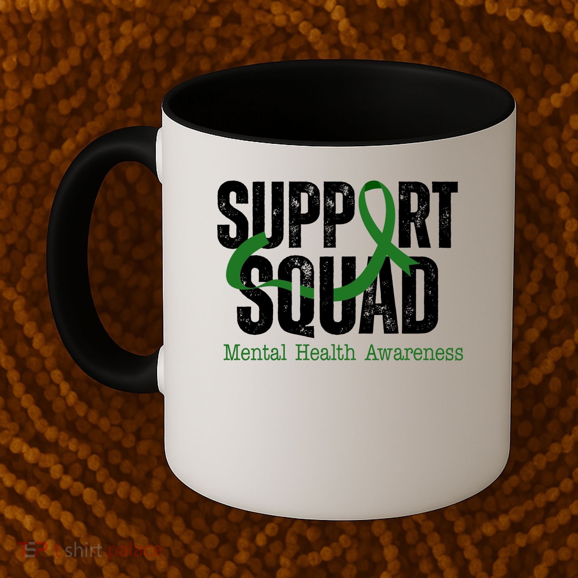 Support Squad Mental Health Awareness Green Ribbon Coffee Mug