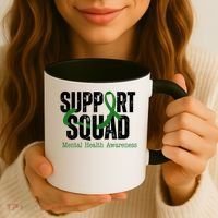 Support Squad Mental Health Awareness Green Ribbon Coffee Mug thumb 3