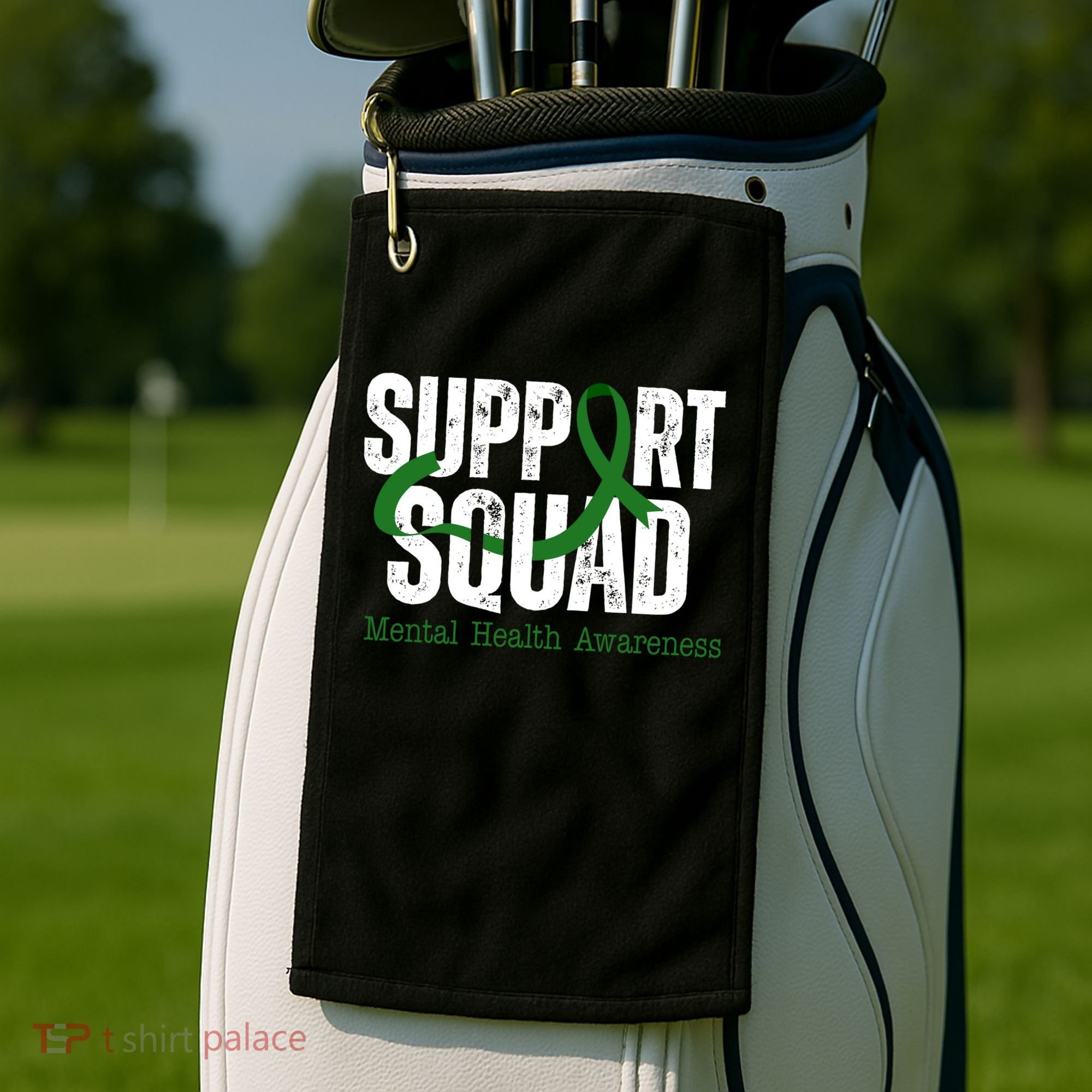 Support Squad Mental Health Awareness Green Ribbon Golf Towel