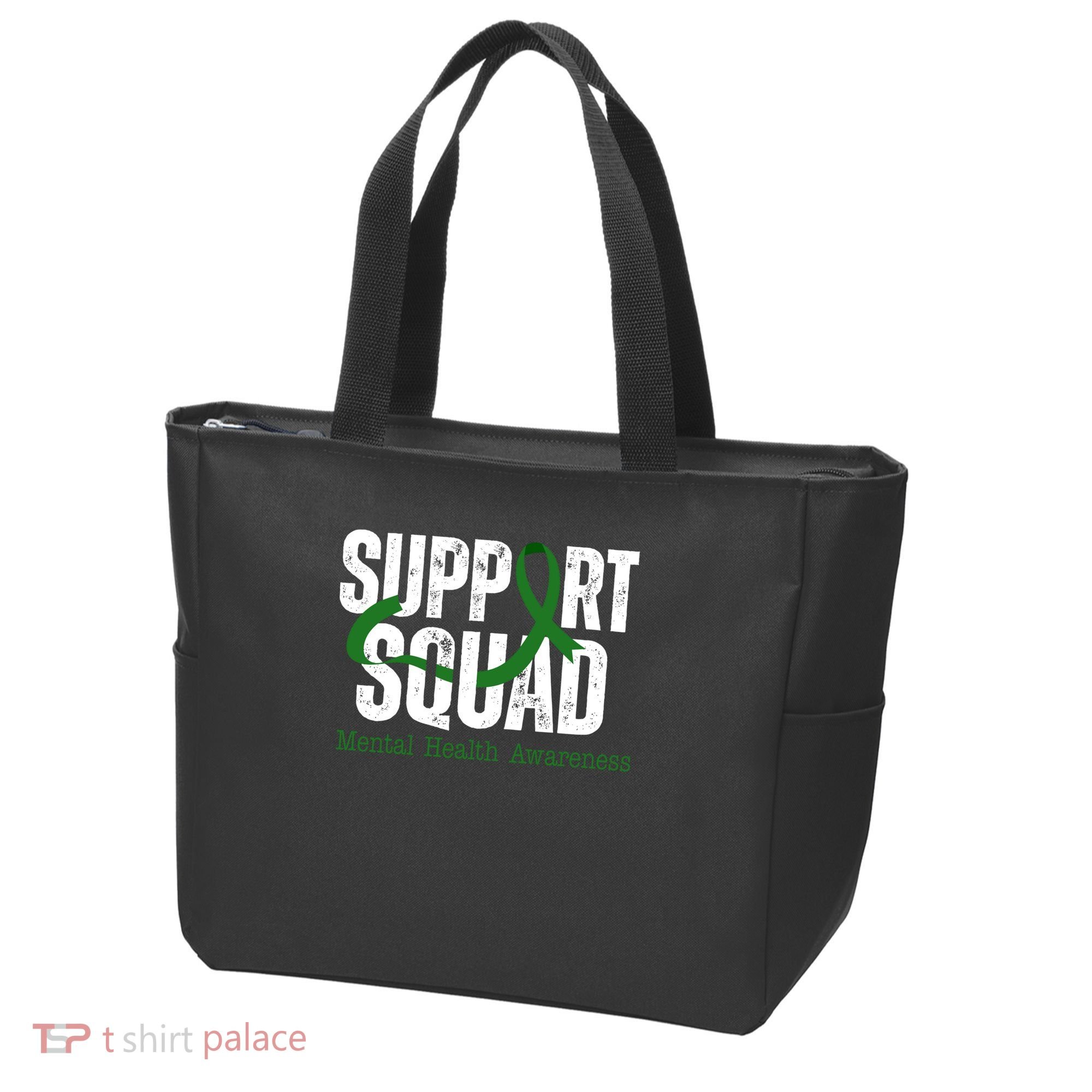 Support Squad Mental Health Awareness Green Ribbon Tote Bag