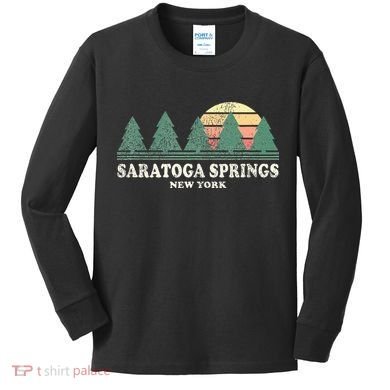 Saratoga Springs Ny Vintage Throwback Retro 70s Design Kids Long Sleeve Shirt
