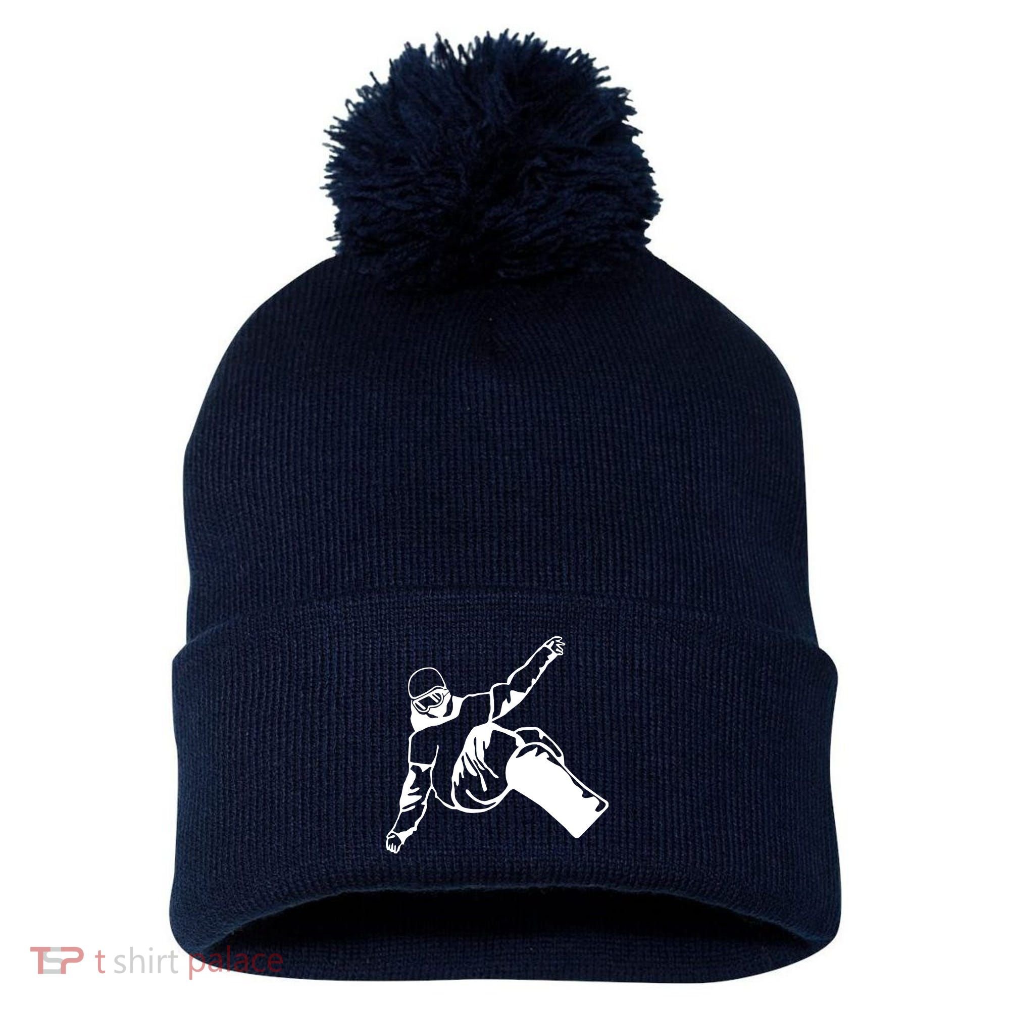 Snowboard Pom Pom 12in Knit Beanie