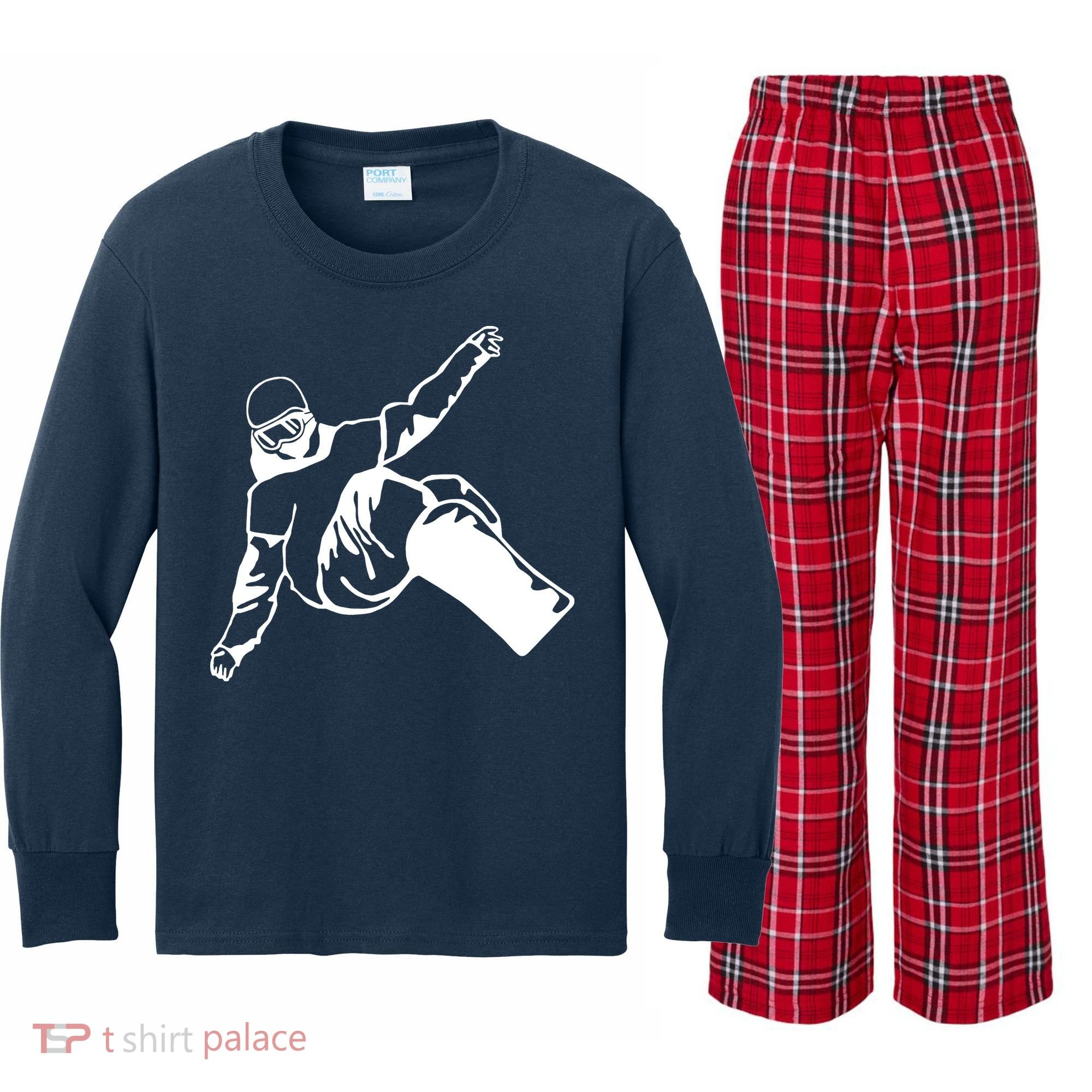 Snowboard Kids Long Sleeve Plaid Pajama Set