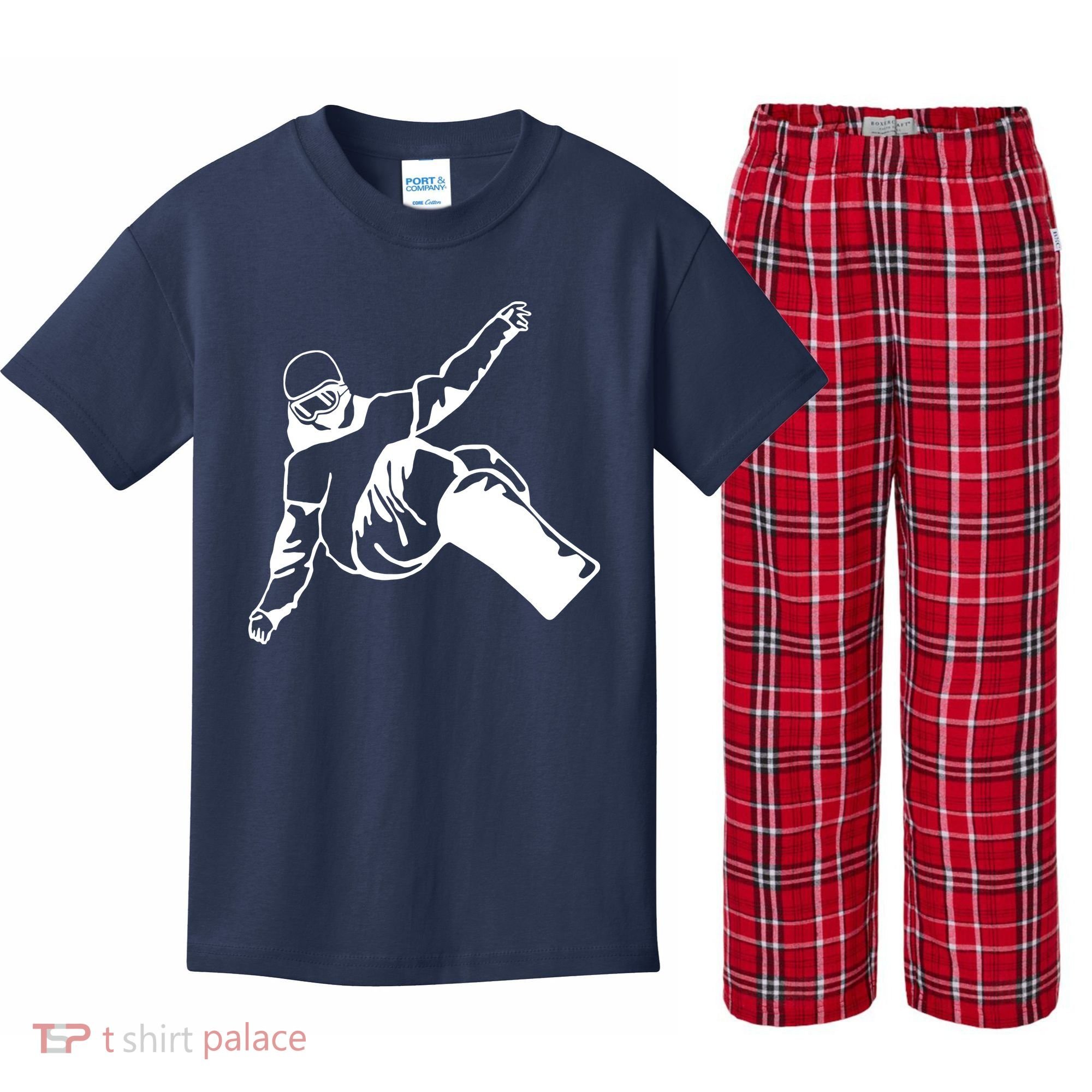 Snowboard Kids Plaid Pajama Set