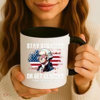 Stay Strapped Or Get Clapped 4th Of July Washington Funny 1776 Coffee Mug thumb 3