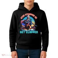 Stay Strapped Or Get Clapped George Washington 4th Of July Kids Hoodie thumb 4