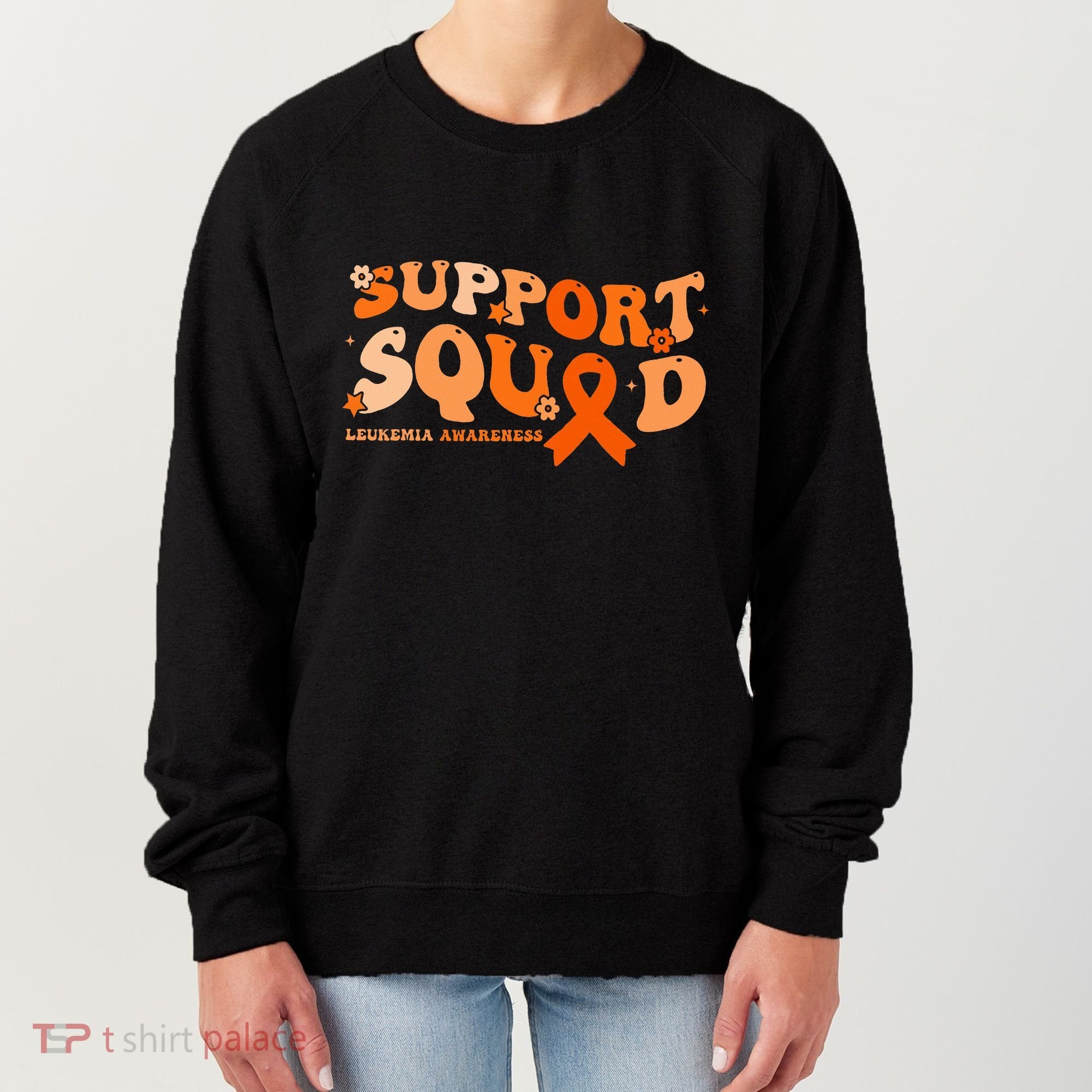 Support Squad Orange Ribbon Leukemia Blood Cancer Awareness Women's Sweatshirt