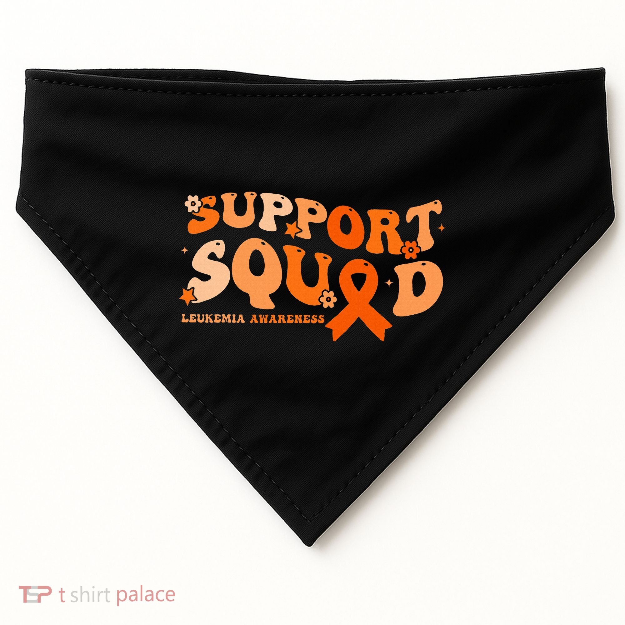 Support Squad Orange Ribbon Leukemia Blood Cancer Awareness USA-Made Doggie Bandana