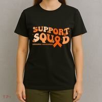 Support Squad Orange Ribbon Leukemia Blood Cancer Awareness T-Shirt thumb 4