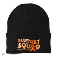 Support Squad Orange Ribbon Leukemia Blood Cancer Awareness Beanie thumb 0