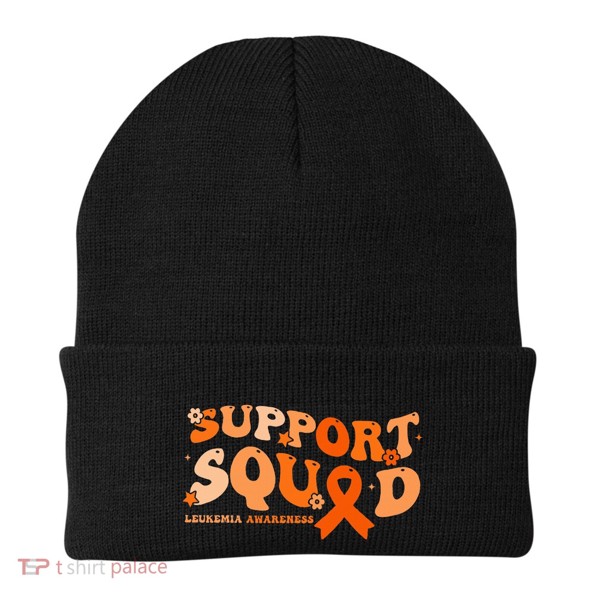 Support Squad Orange Ribbon Leukemia Blood Cancer Awareness Beanie