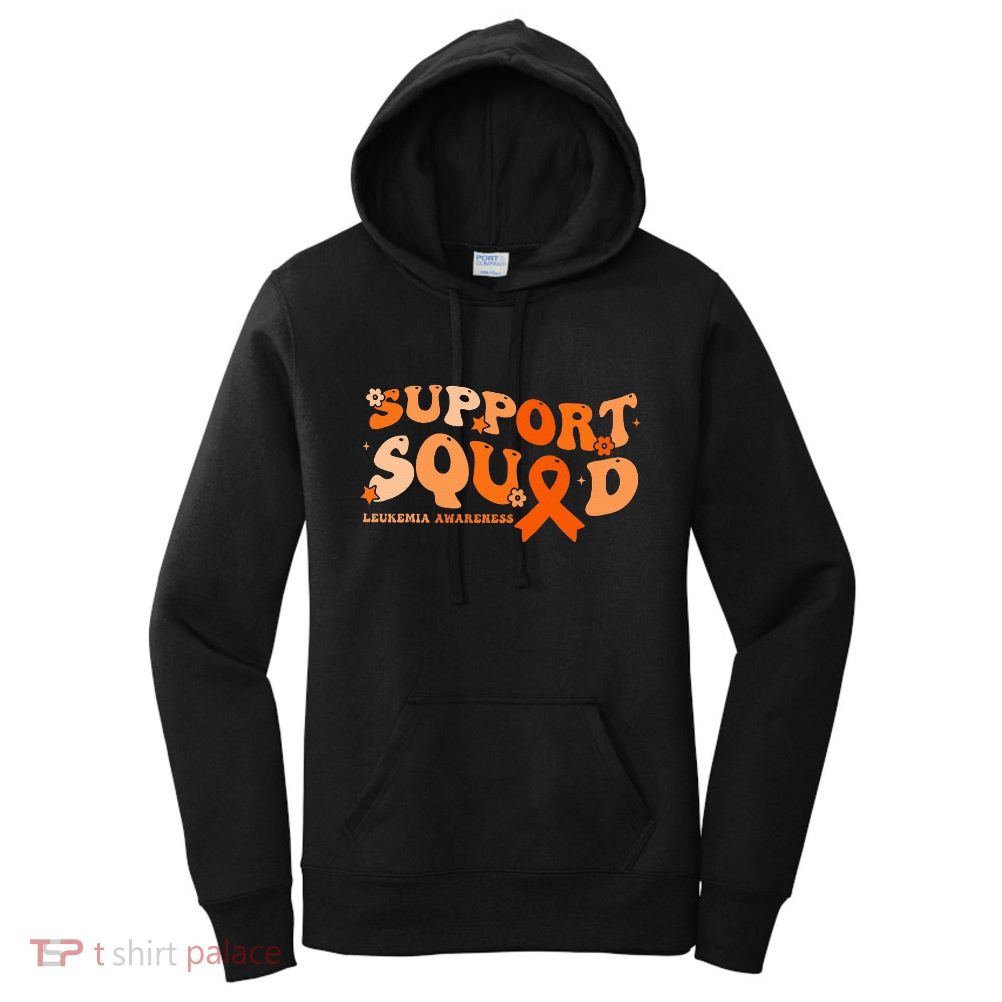 Support Squad Orange Ribbon Leukemia Blood Cancer Awareness Women's Hoodie
