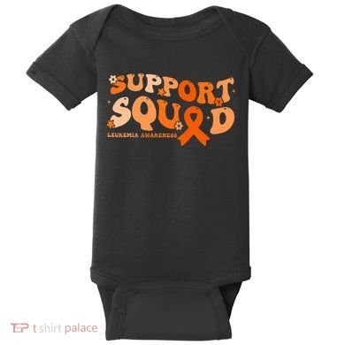 Support Squad Orange Ribbon Leukemia Blood Cancer Awareness Baby Bodysuit